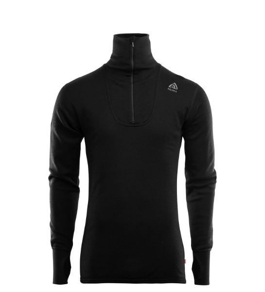 Aclima DoubleWool Polo w/Zip Jet Black/Marengo