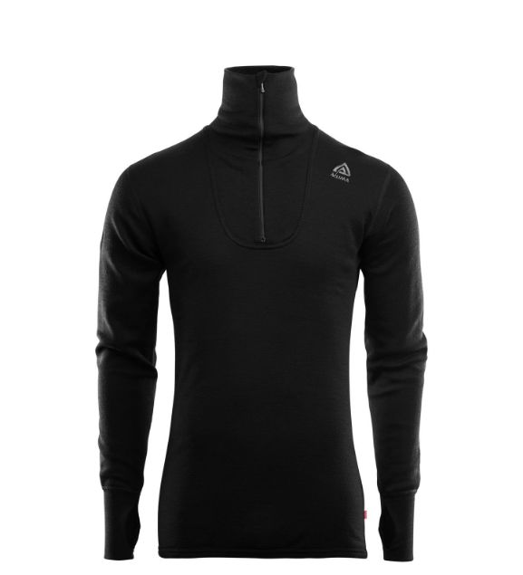 Aclima DoubleWool Polo w/Zip Jet Black/Marengo
