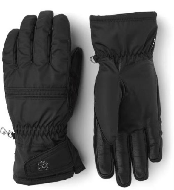Hestra Primaloft Leather Female 5 Finger Black/Black