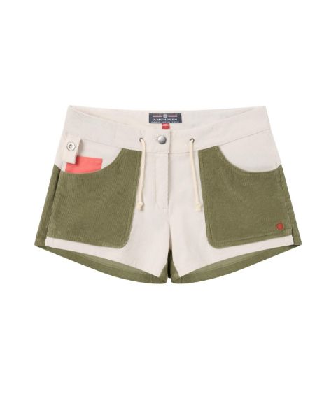 Amundsen 3Incher Cord Shorts Womens Natural/Olive Ash