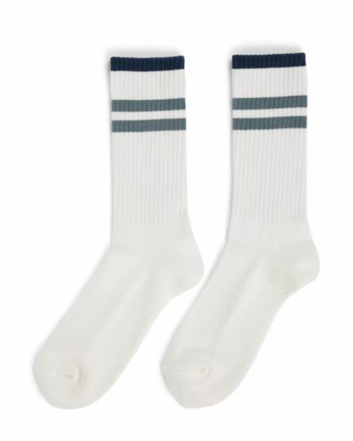 Amundsen Oslo Crew Socks White/Stormy Blue
