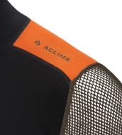 Aclima WoolNet Hybrid Mock Neck w/Zip Black/Tarmac/Gold Flame