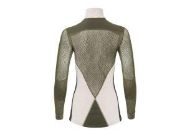 Aclima WoolNet Hybrid Mock Neck w/Zip Womens Beige Melange/Olive Night