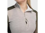 Aclima WoolNet Hybrid Mock Neck w/Zip Womens Beige Melange/Olive Night