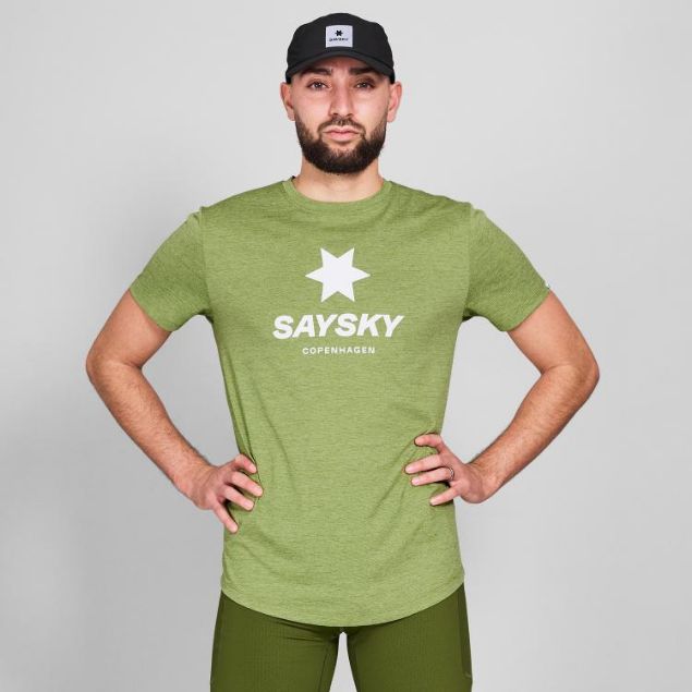 Saysky Logo Combat Pro T-shirt Green Melange
