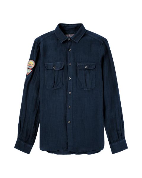 Amundsen Safari Linen Shirt Faded Navy
