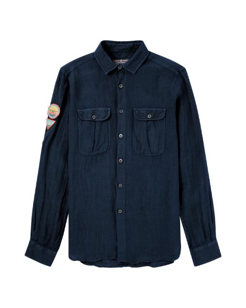 Amundsen Safari Linen Shirt Faded Navy
