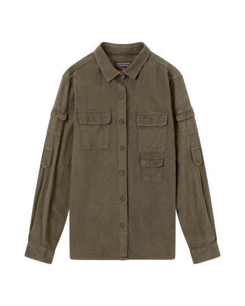 Amundsen Travellers Linen Shirt Womens Olive