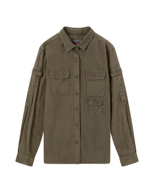 Amundsen Travellers Linen Shirt Womens Olive