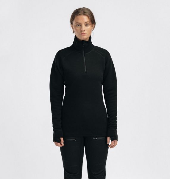 Aclima FleeceWool V2 Polo w/ zip Womens Jet Black