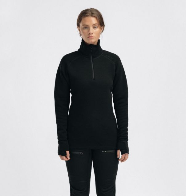 Aclima FleeceWool V2 Polo w/ zip Womens Jet Black