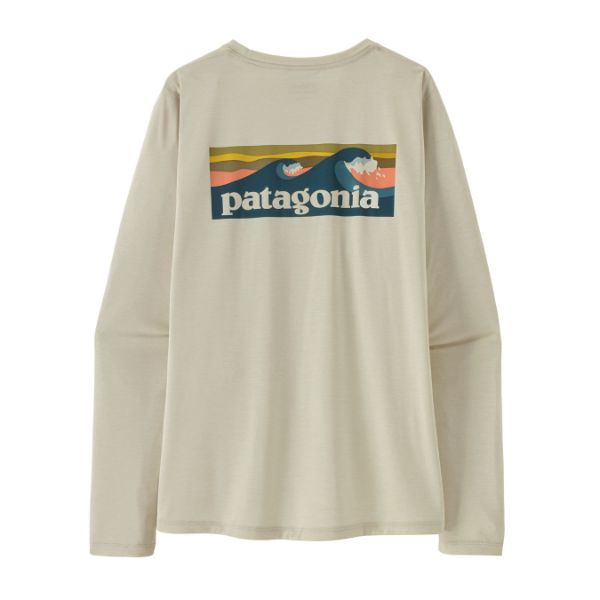 Patagonia LS Cap Cool Daily Shirt Board Logo Womens Dyno White