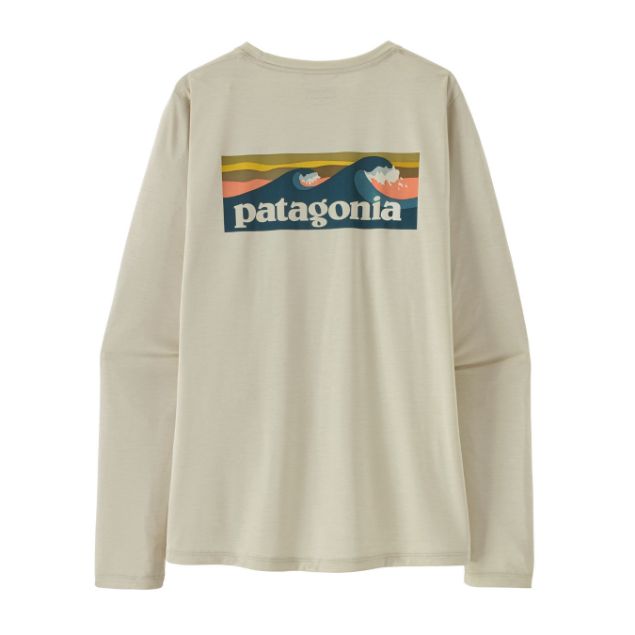 Patagonia LS Cap Cool Daily Shirt Board Logo Womens Dyno White