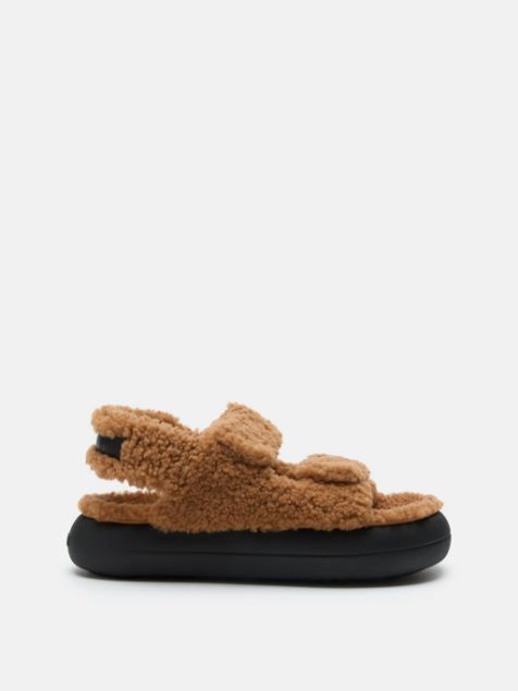Moon Boot Shearling Sandal Black