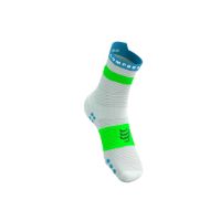Compressport Pro Racing Socks v4.0 Run High White/Norse Blue/Neon Green