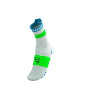 Compressport Pro Racing Socks v4.0 Run High White/Norse Blue/Neon Green