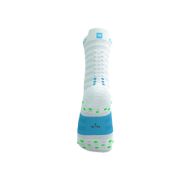 Compressport Pro Racing Socks v4.0 Run High White/Norse Blue/Neon Green