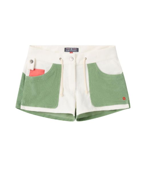 Amundsen 3Incher Cord Shorts Womens Natural/Willow Green