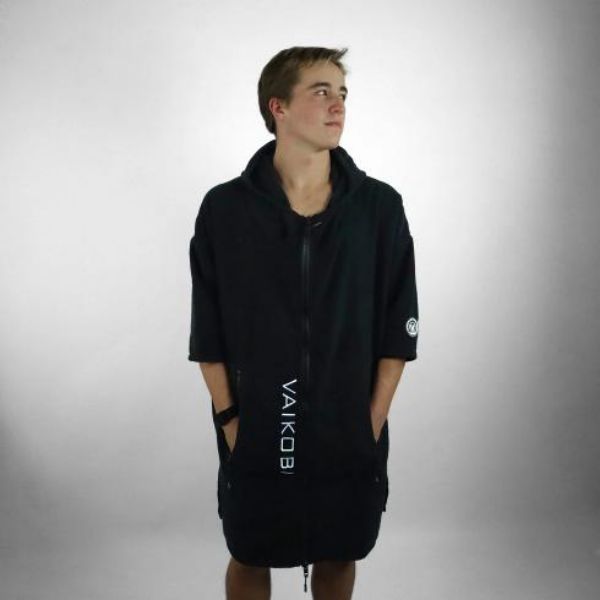 Vaikobi Full Zip Hooded Towel Black