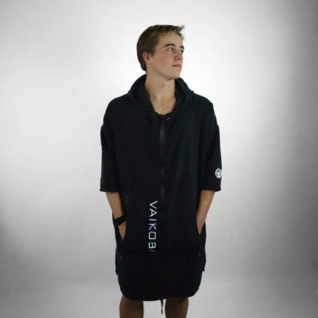 Vaikobi Full Zip Hooded Towel Black